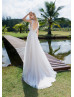 Ivory Lace Tulle V Open Back Wedding Dress